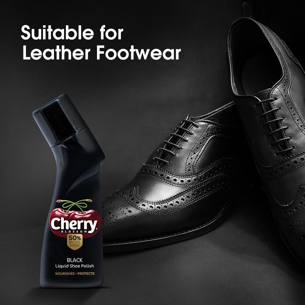 Cherry Blossom Black Liquid Shoe Polish - Pack of 2 : 2 x 75 ml