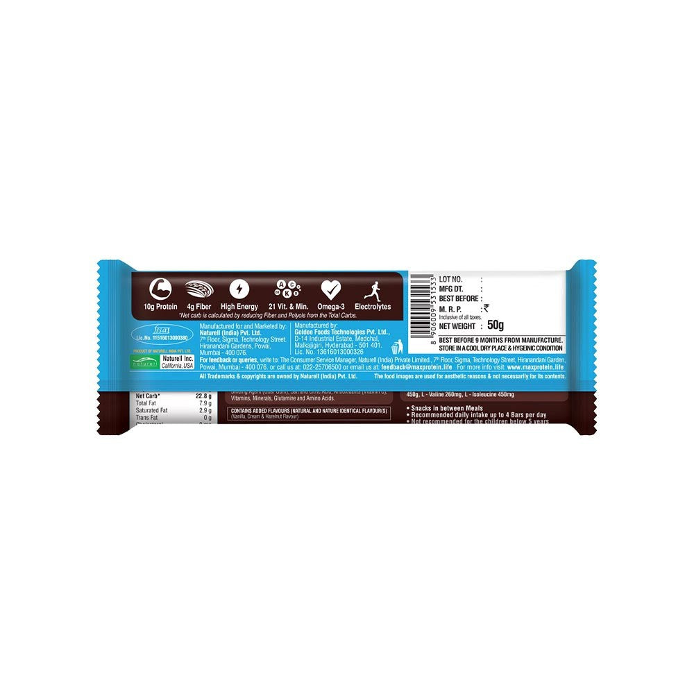 RiteBite Max Protein Daily Choco Classic Nutrition Bar + Max Protein Choco Chips Cookies Combo : 50 g + 55 g