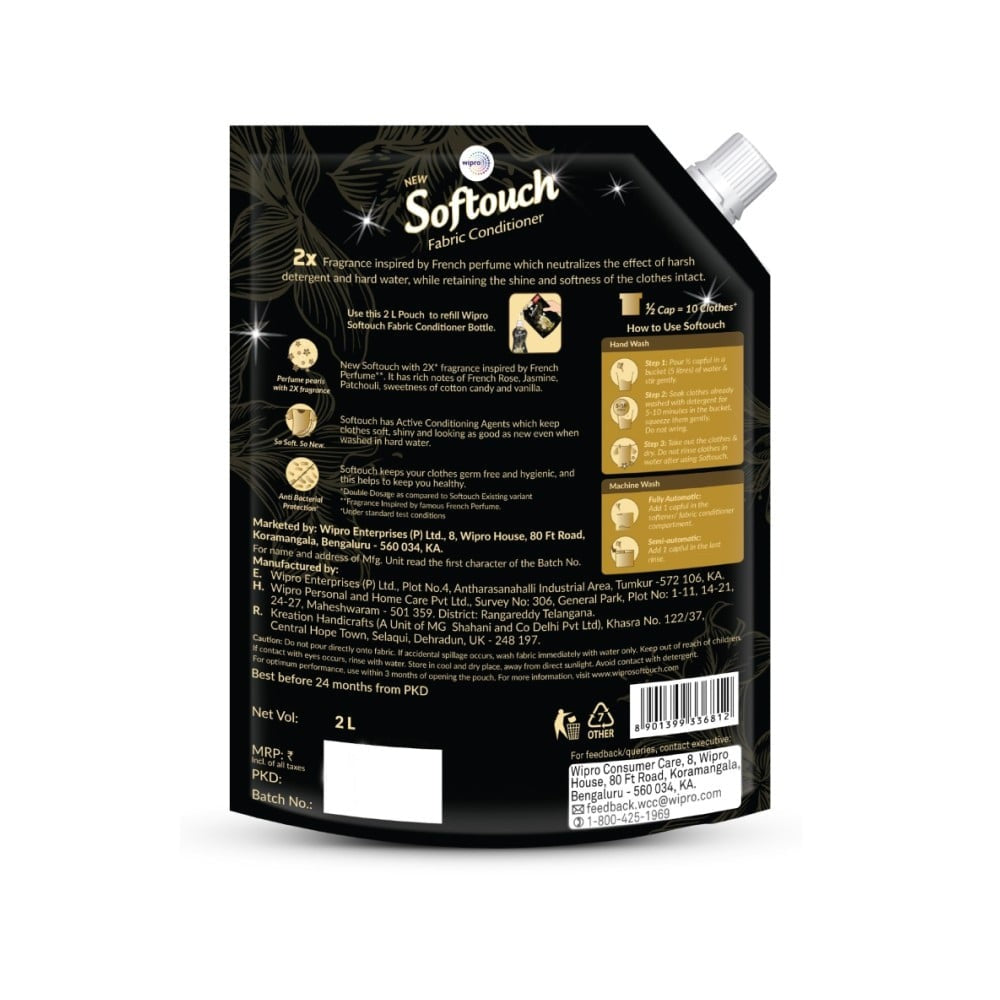 Softouch 2x French Perfume Fabric Conditioner : 2 ltr