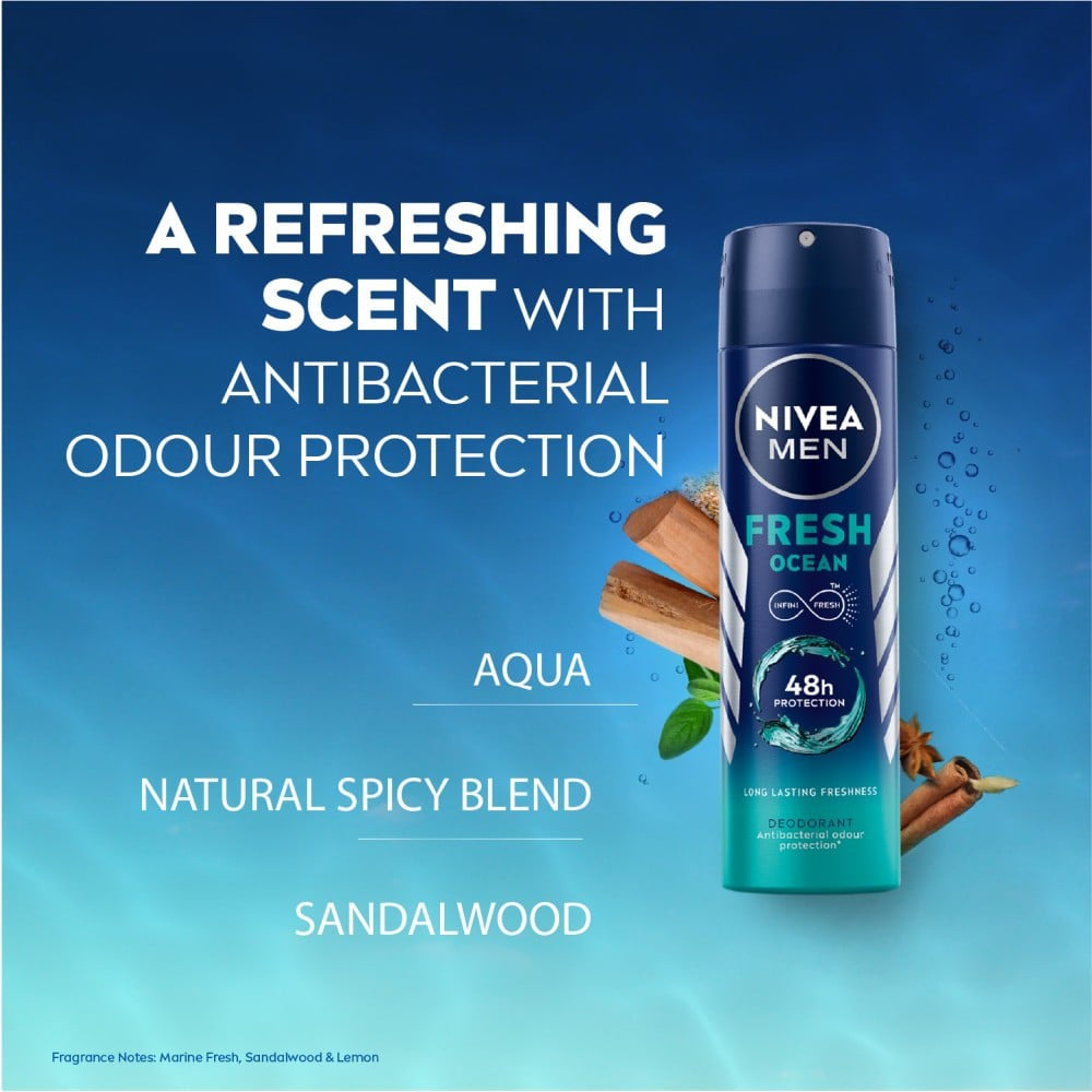 Nivea Men Fresh Ocean Men's Deodorant - Pack of 2 : 2 x 150 ml