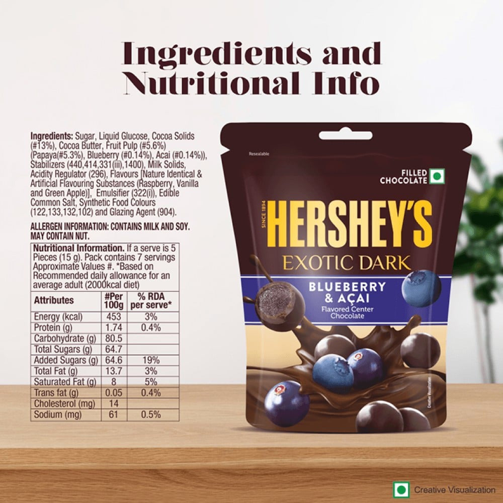 Hershey's Exotic Dark Dark Chocolate Pack (Blueberry & Acai) : 100 g