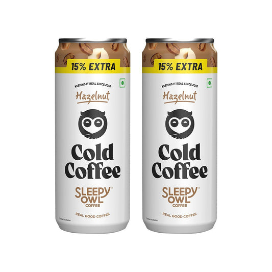 Sleepy Owl Hazelnut Cold Coffee Can - Pack of 2 : 2 x 200 ml