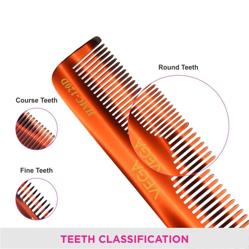 Vega Pocket Hair Comb (Orange, Brown) : 1 piece