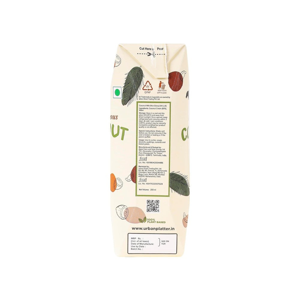 Urban Platter Unsweetened Coconut Milk : 250 ml