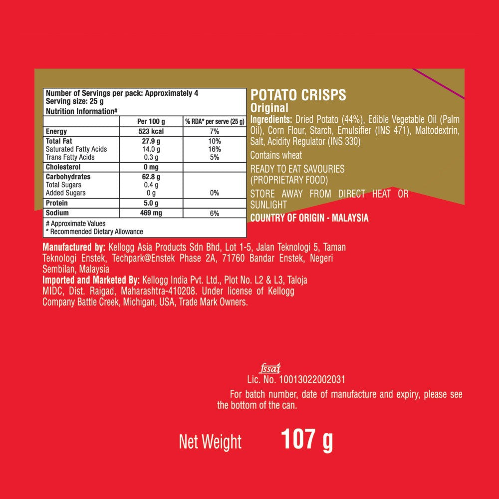 Pringles Original Potato Chips : 107 g