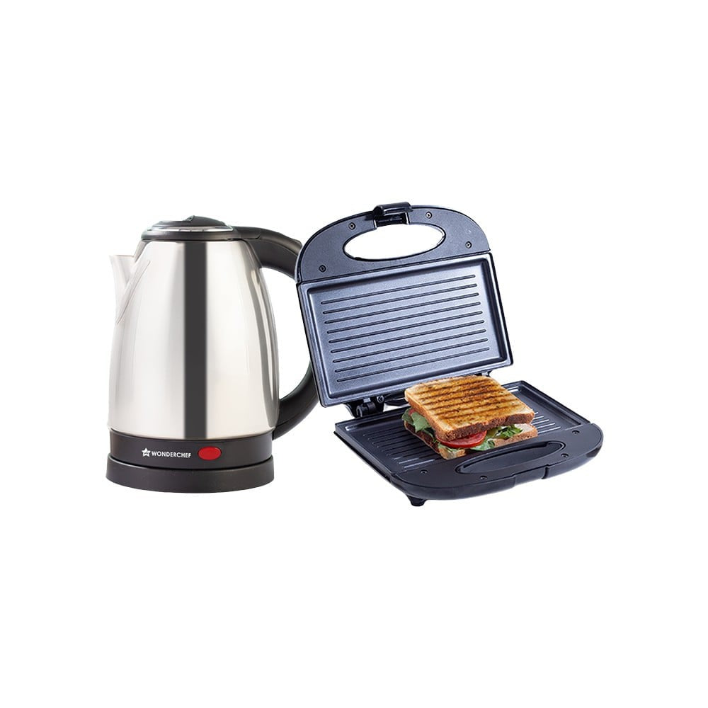 Wonderchef Prato Plus Toaster Griller & Crescent Electric Kettle (Kettle: 1350 W Griller: 800 W) : 1 pack (2 pieces)