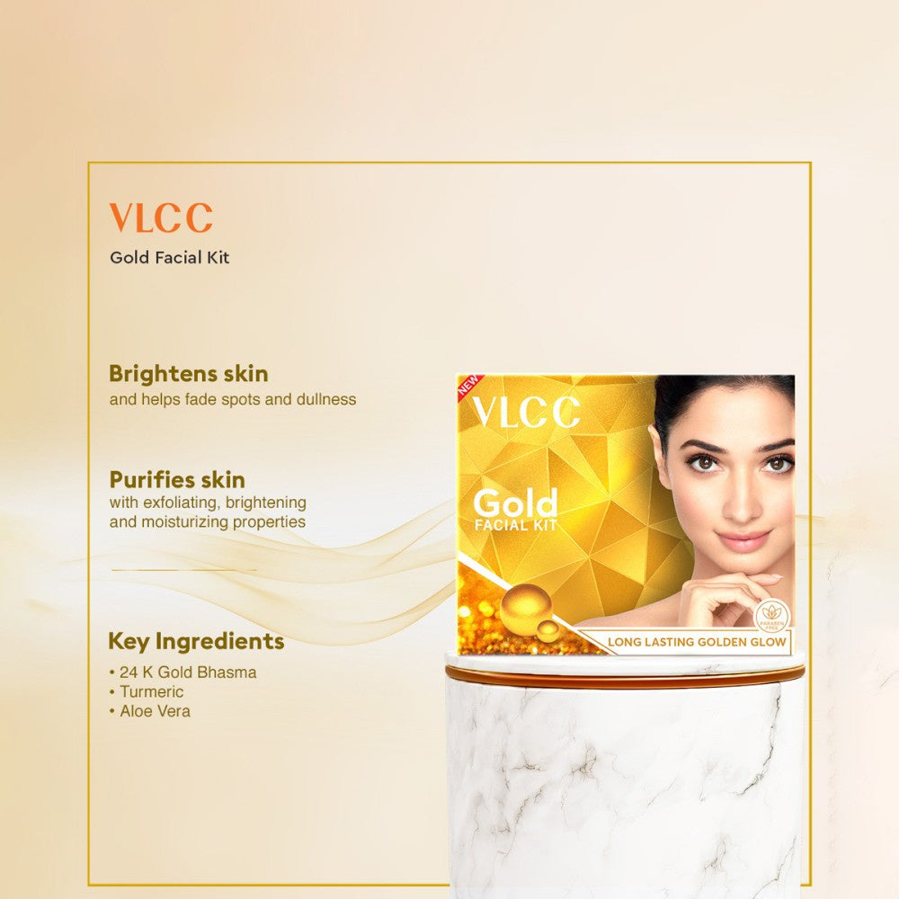 VLCC Gold Facial Kit + Manicure & Pedicure Kit Combo : 60 g + 150 g + 60 ml