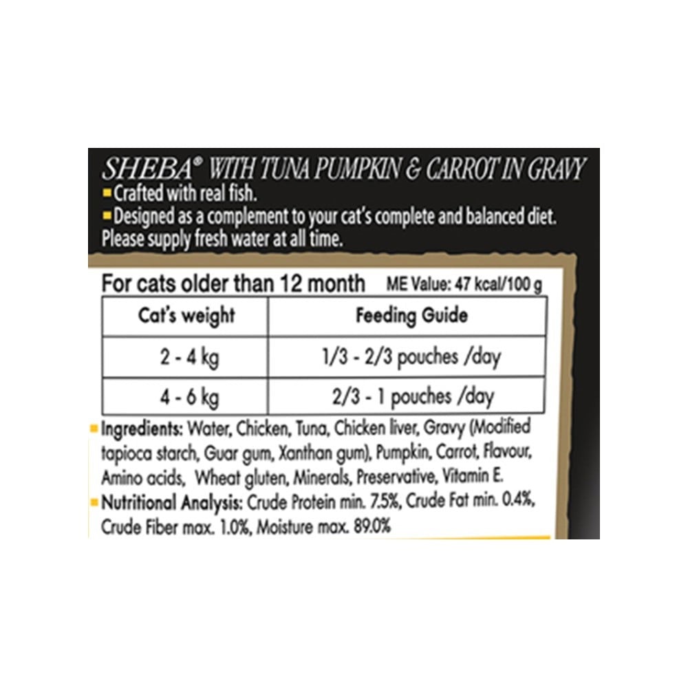 Sheba Wet Cat Food, Tuna Pumpkin & Carrot In Gravy : 70 g