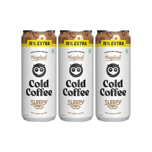 Sleepy Owl Hazelnut Cold Coffee Can - Pack of 3 : 3 x 200 ml