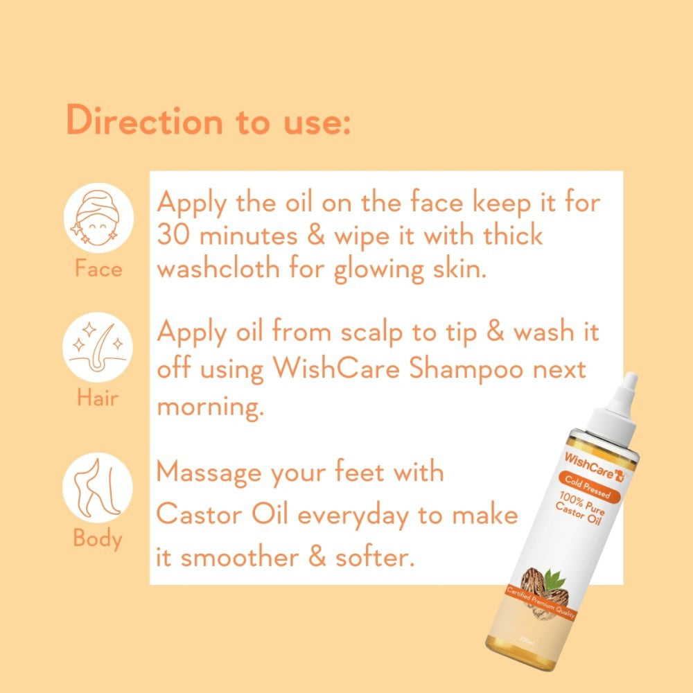 Wishcare Cold Pressed 100% Pure Castor Oil : 200 ml
