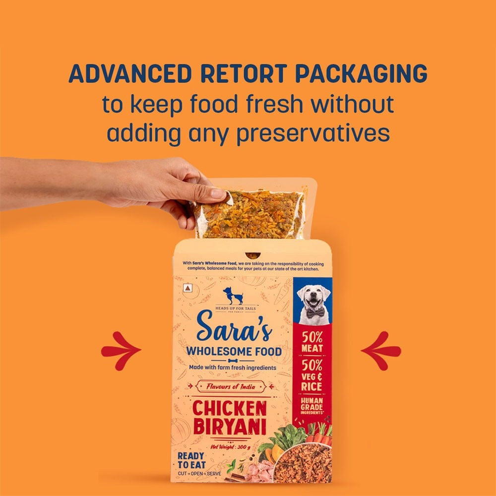 HUFT Sara's Wholesome Food Chicken Biryani Dog Food + Sara's Wholesome Food Mutton Biryani Dog Food Combo : 300 g + 300 g