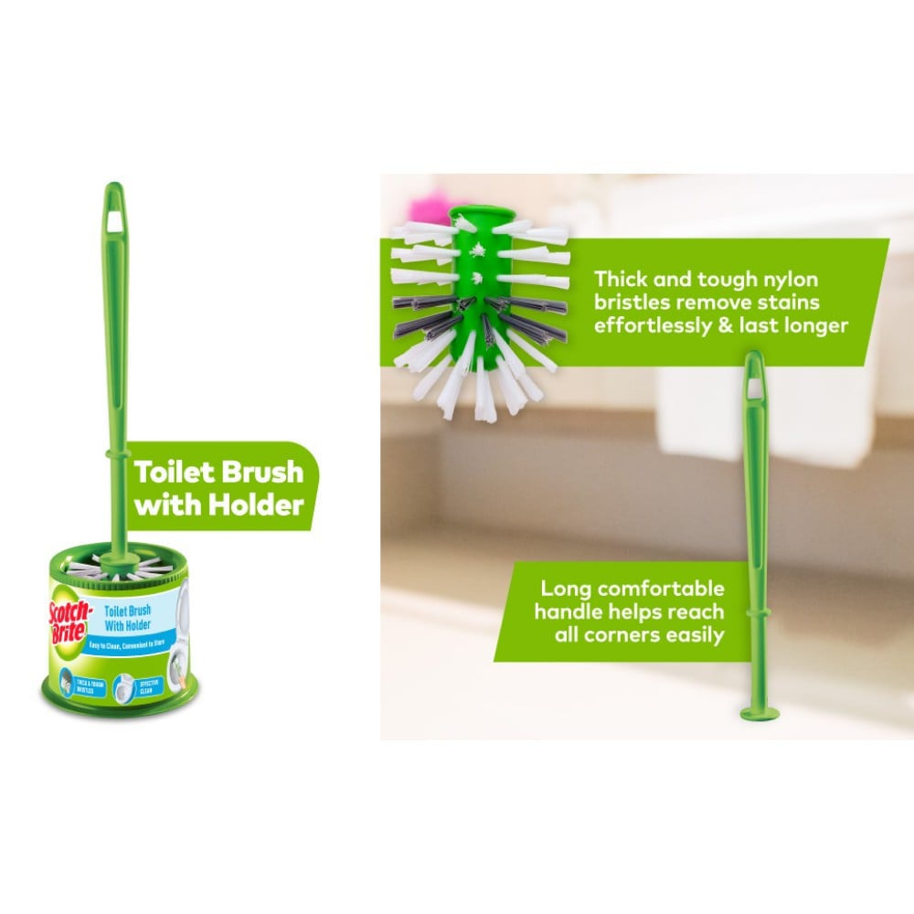 Scotch Brite Toilet Brush (Nylon Bristles, Green) : 1 unit