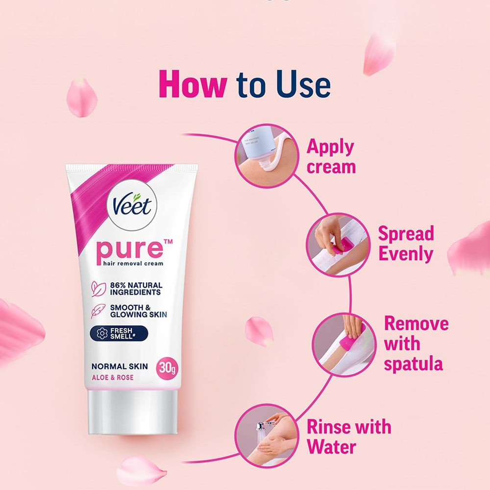 Veet Aloe & Rose Normal Skin Hair Removal Cream : 30 g