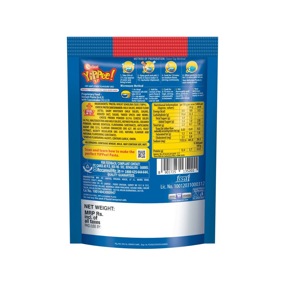 Yippee Instant Pasta Treat - Cheese : 65 g
