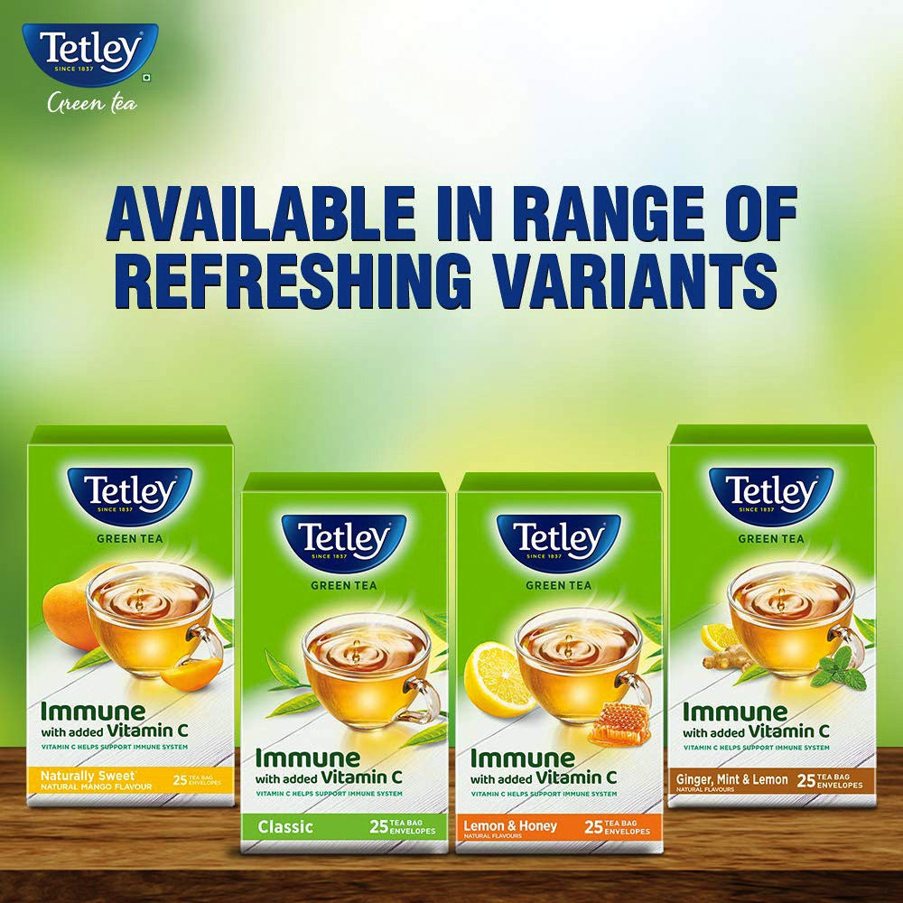 Tetley Ginger, Mint & Lemon Green Tea Bags (Immune with added Vitamin C) - Pack of 2 : 2 x 25 pieces