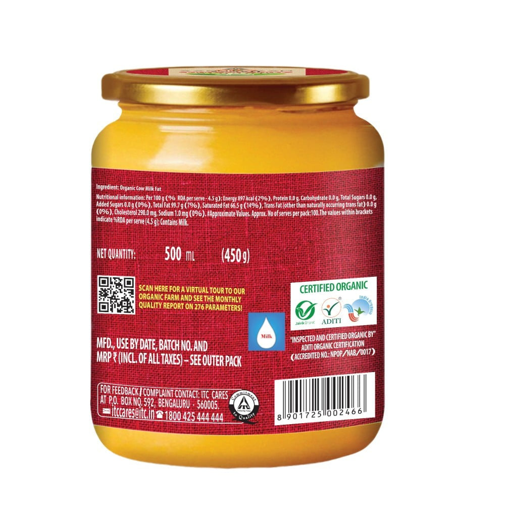 Aashirvaad Svasti Organic Cow Ghee : 500 ml