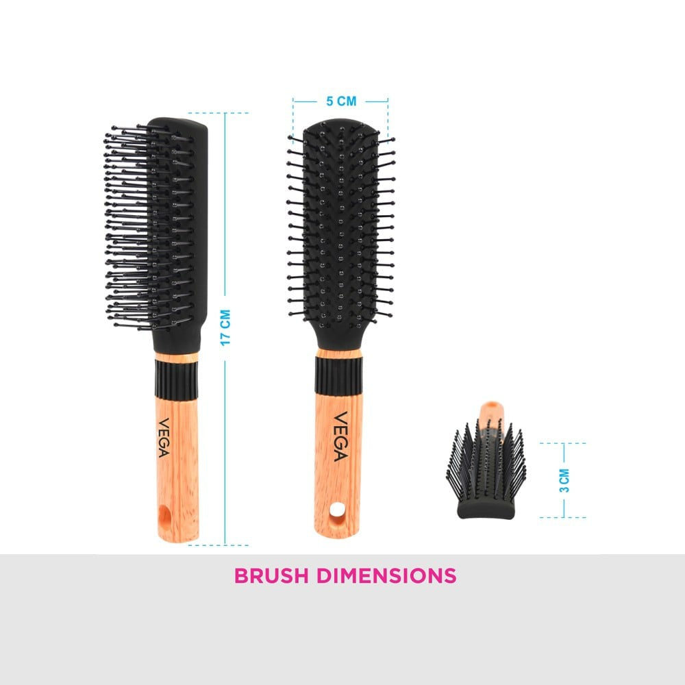 Vega Compact Hair Brush (Black, Brown) : 1 unit