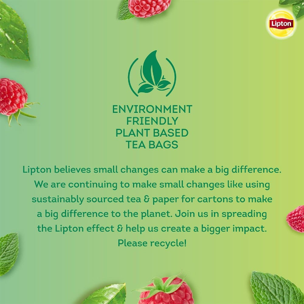 Lipton Raspberry Mint Green Tea Bags : 25 x 1.3 g