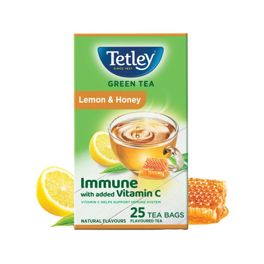 Tetley Lemon & Honey Green Tea Bags : 25 pieces