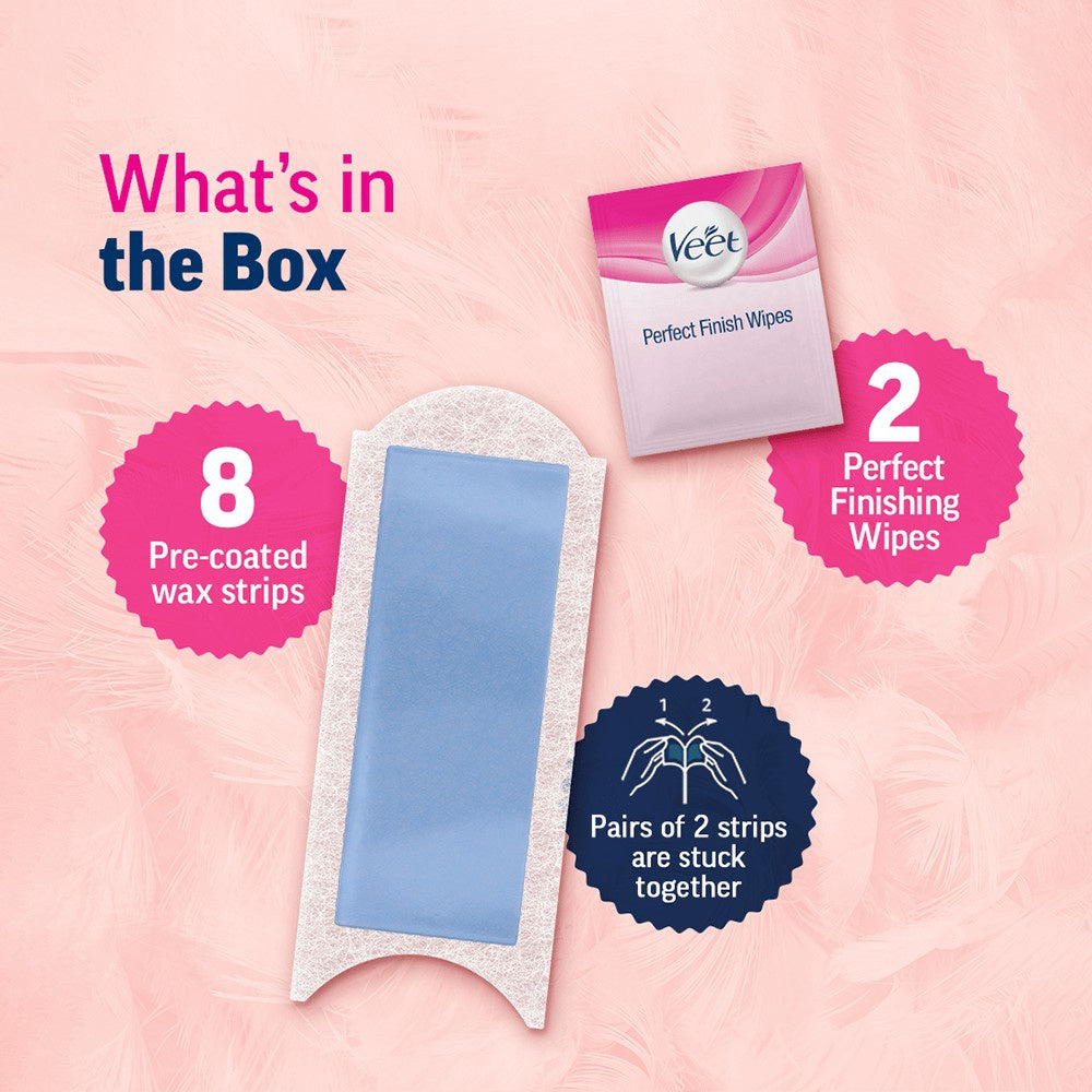 Veet Professional Wax Strips (For Sensitive Skin) : 1 pack (8 pieces)