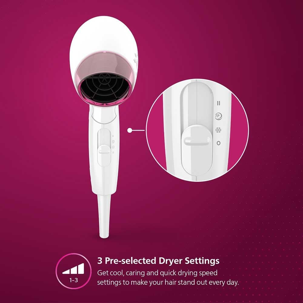 Philips HP8120/00 Thermoprotect Hair Dryer (White & Pink, 1200W) : 1 unit