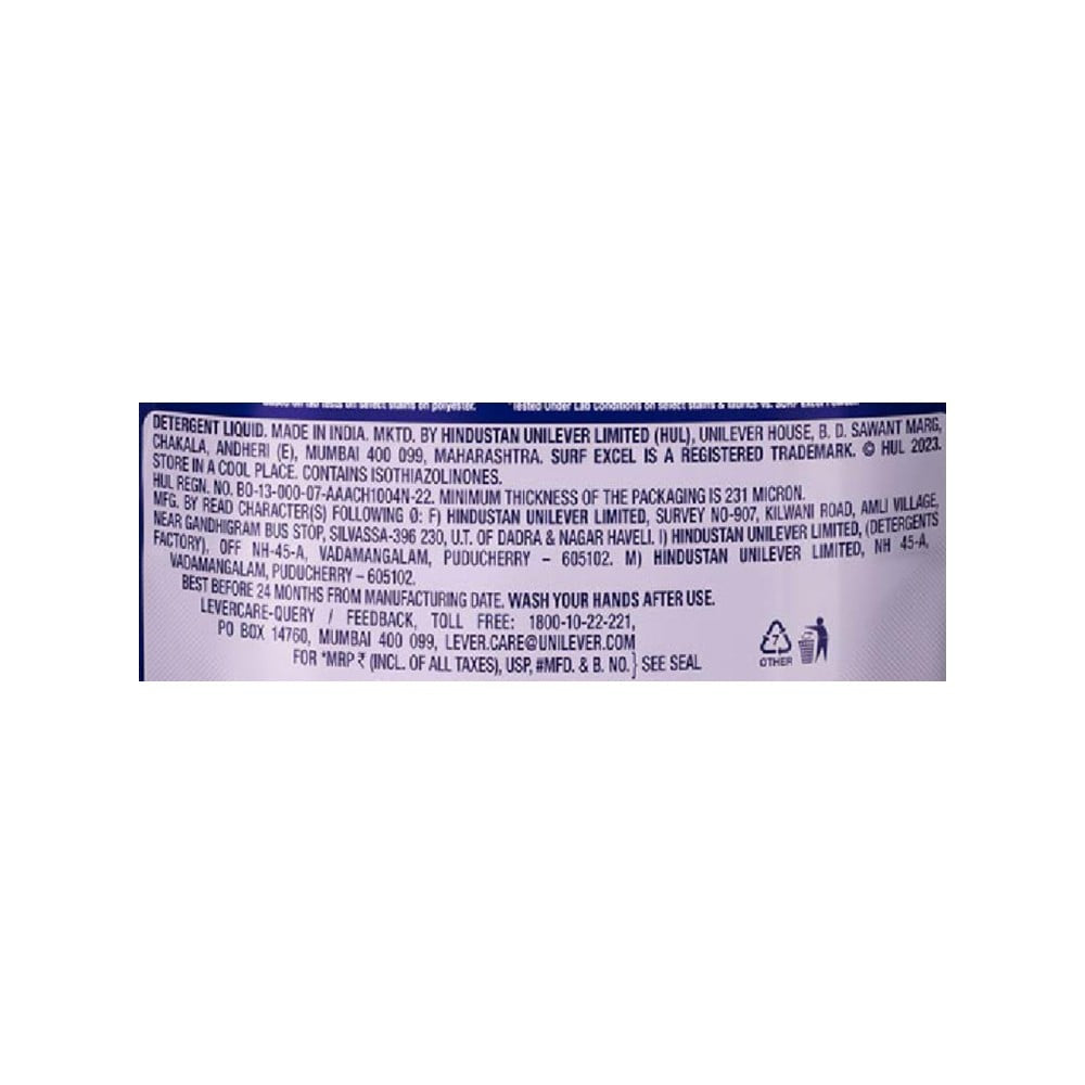 Surf Excel Front Load Liquid Detergent : 4 ltr