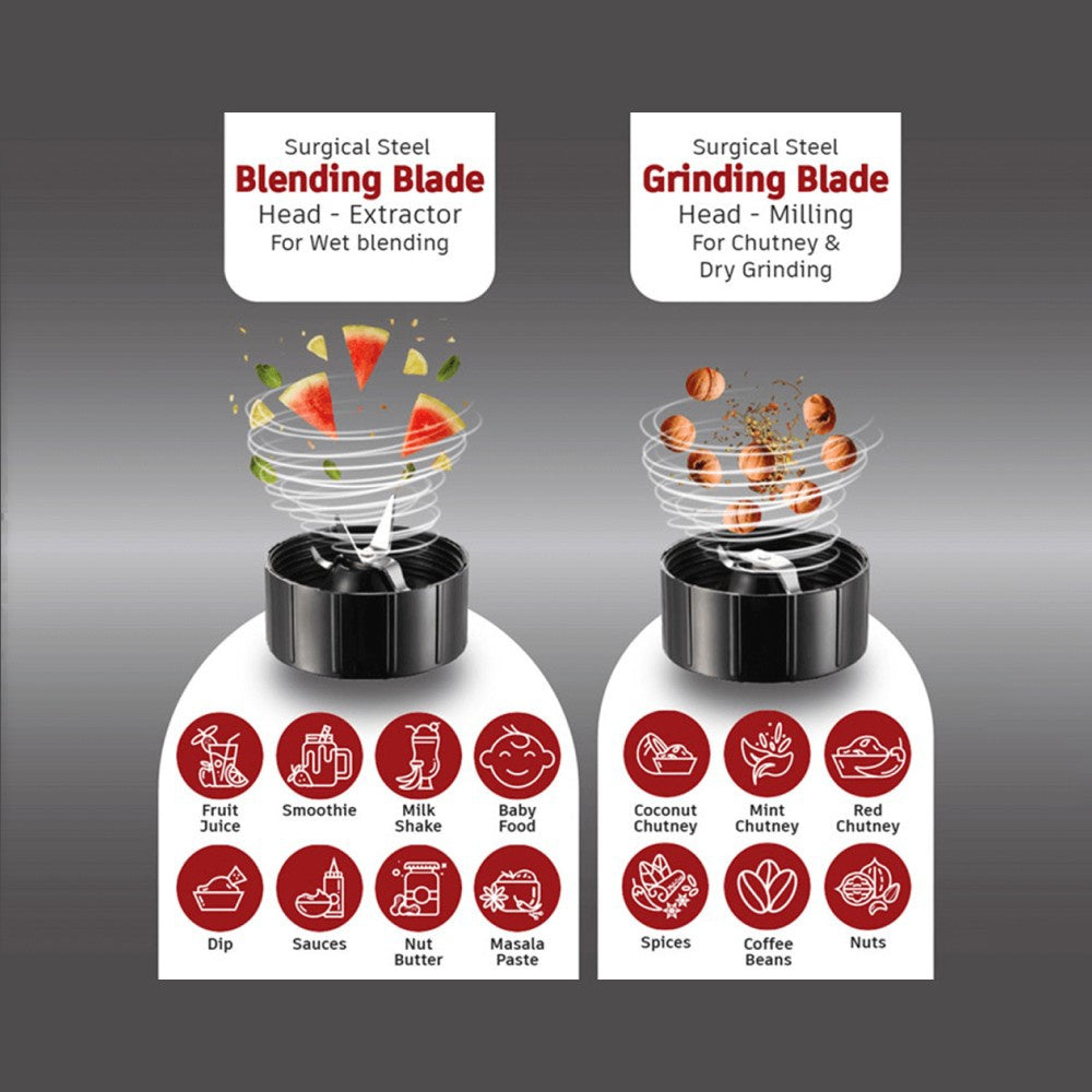 Wonderchef Nutri-Blend 400W Smoothie Maker (2 Jars, Black) (Black) : 1 unit
