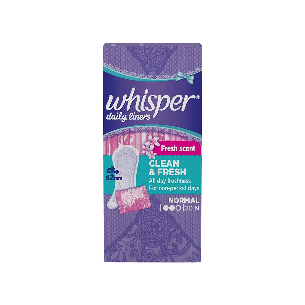 Whisper Ultra Upto No Gap No Leaks Sanitary Pads (XL) + Daily Liners Clean & Fresh Panty Liners Combo : 15 pieces + 20 pieces
