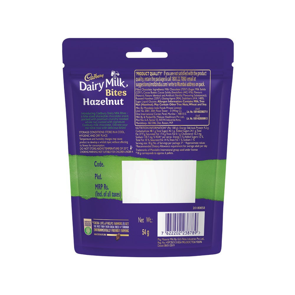 Cadbury Dairy Milk Bites Assorted Chocolate Pack - Hazelnut : 40 g