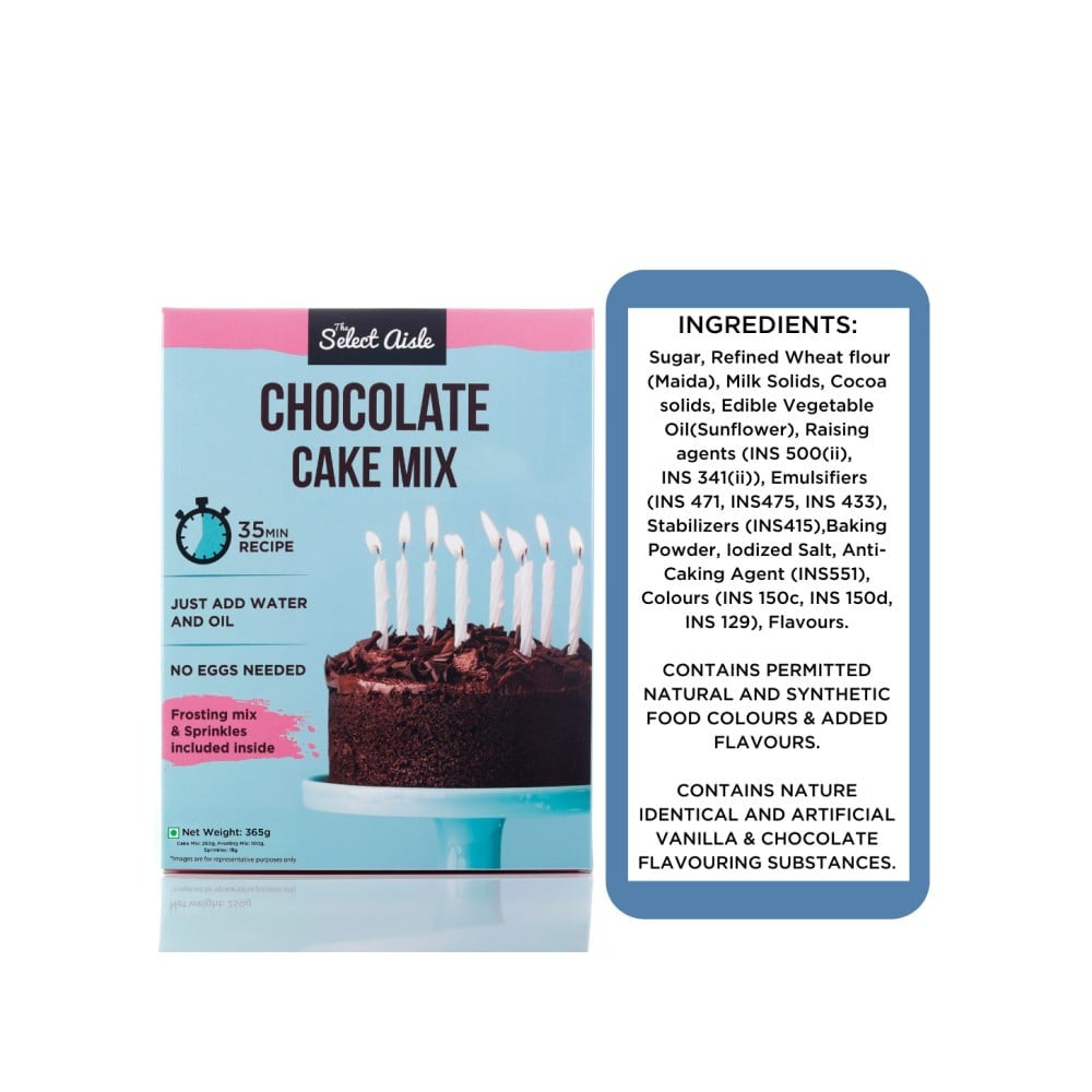 The Select Aisle Eggless Chocolate Cake Mix - Frosting & Sprinkles Included : 365 g