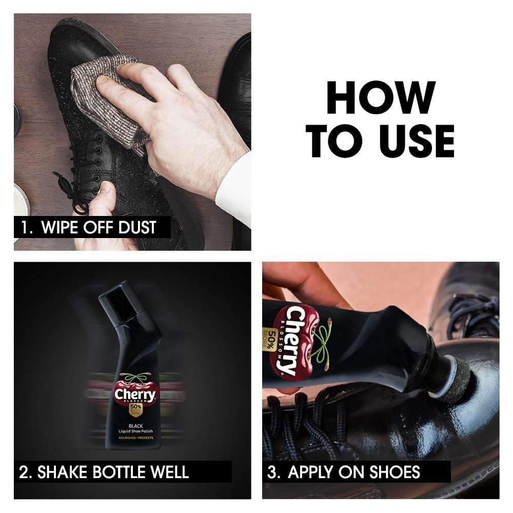 Cherry Blossom Black Liquid Shoe Polish : 75 ml