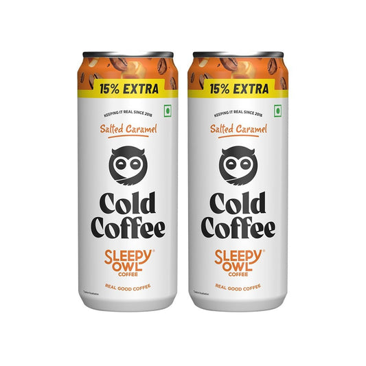 Sleepy Owl Salted Caramel Cold Coffee Can - Pack of 2 : 2 x 200 ml