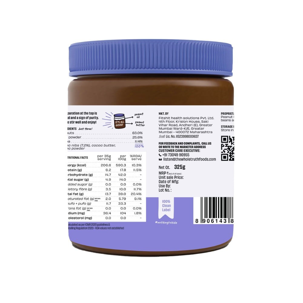 The Whole Truth Dark Chocolate Creamy Peanut Butter : 325 g