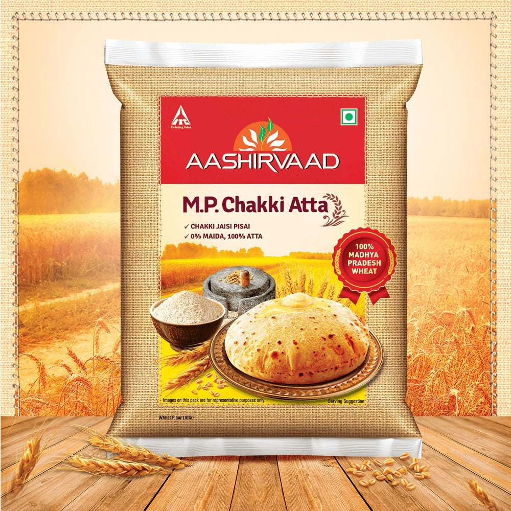 Aashirvaad 0% Maida, 100 % M.P. Chakki Atta : 5 kg