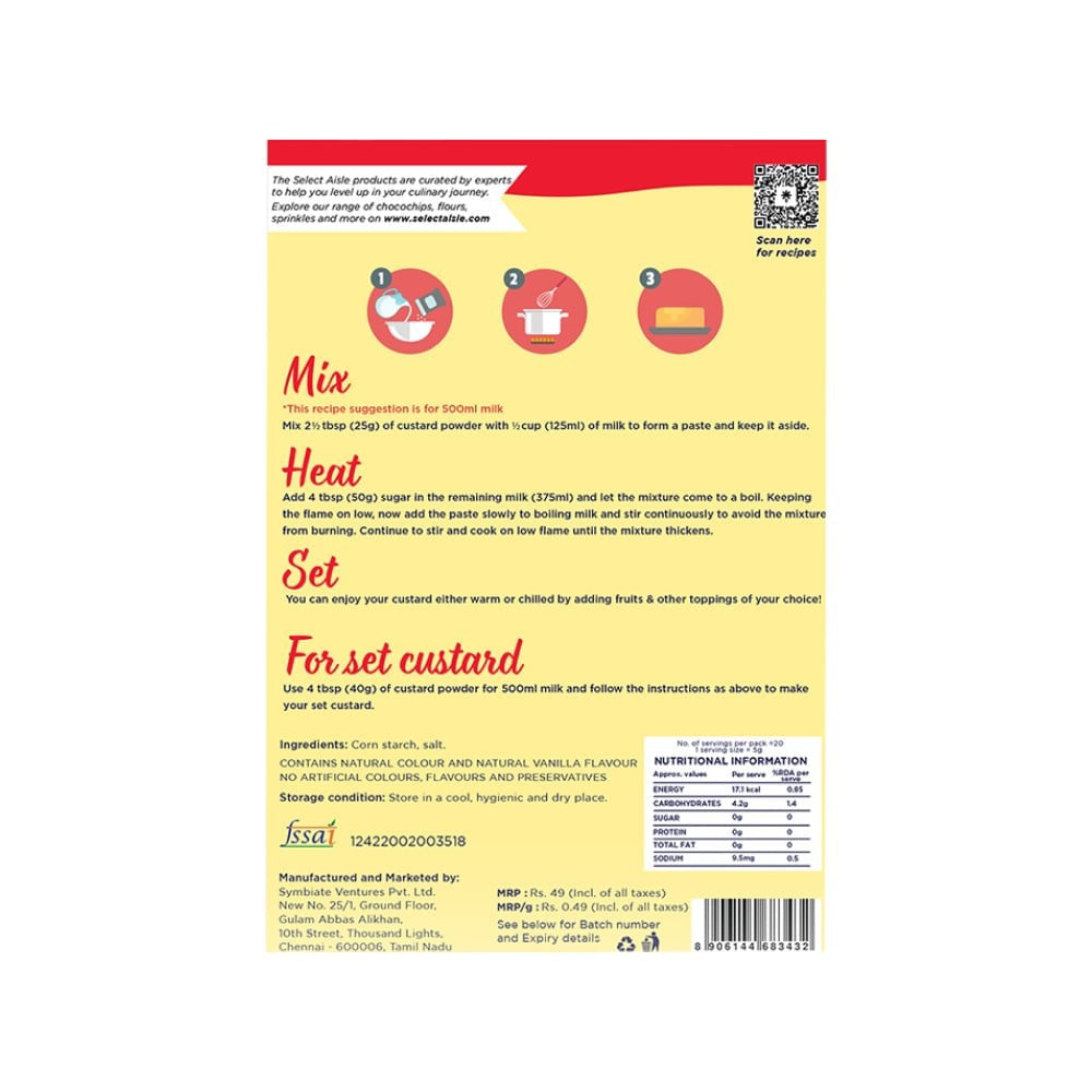 The Select Aisle Natural Vanilla Custard Powder : 100 g