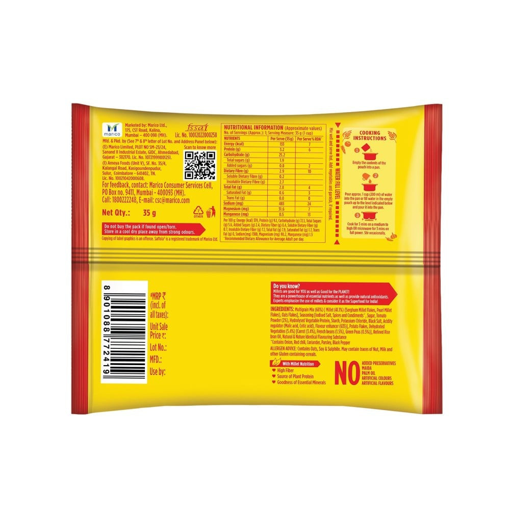 Saffola Masala Millet Tomato Delight - Pack of 3 : 3 x 35 g
