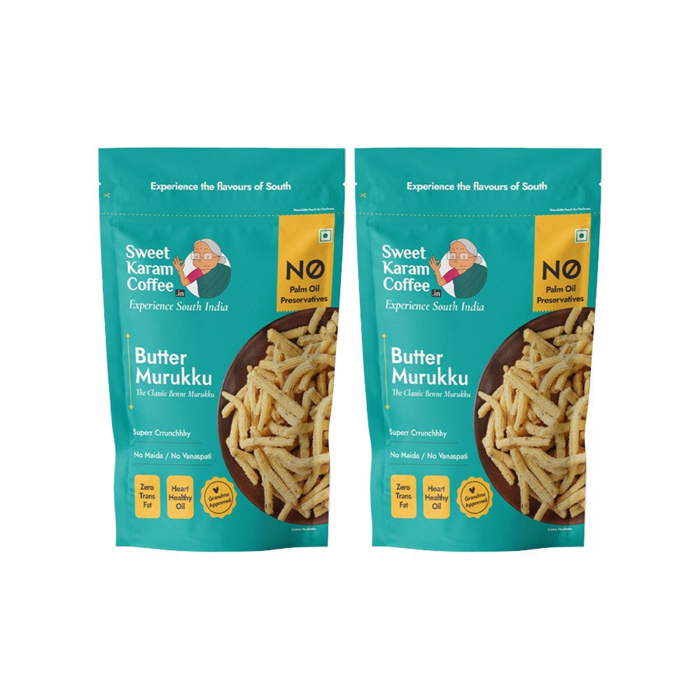 Sweet Karam Coffee Butter Murukku Namkeen - Pack of 2 : 2 x 95 g