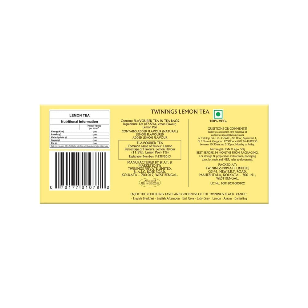 Twinings Lemon Tea Bags : 50 g