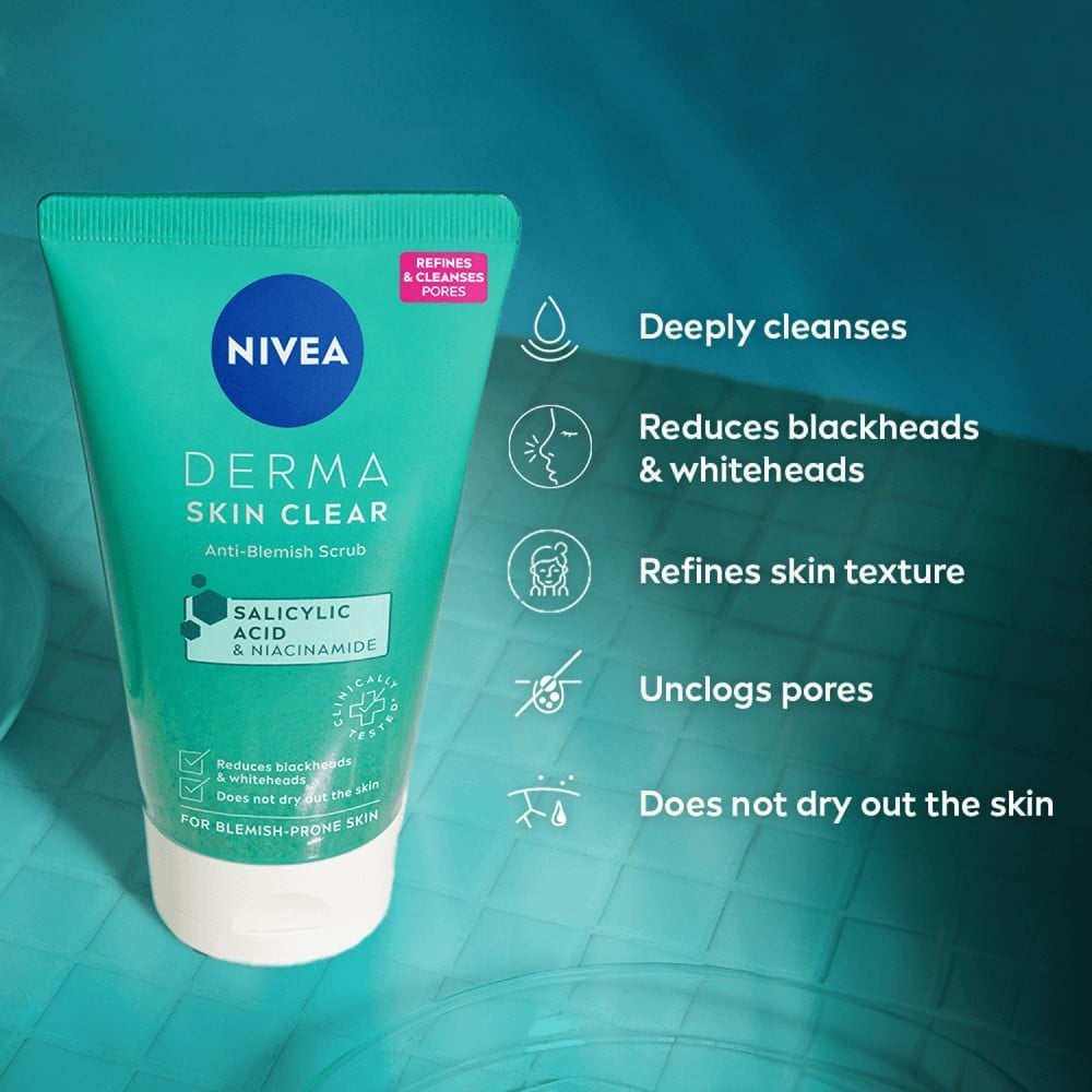 Nivea Derma Skin Clear Anti-Blemish Scrub : 150 ml
