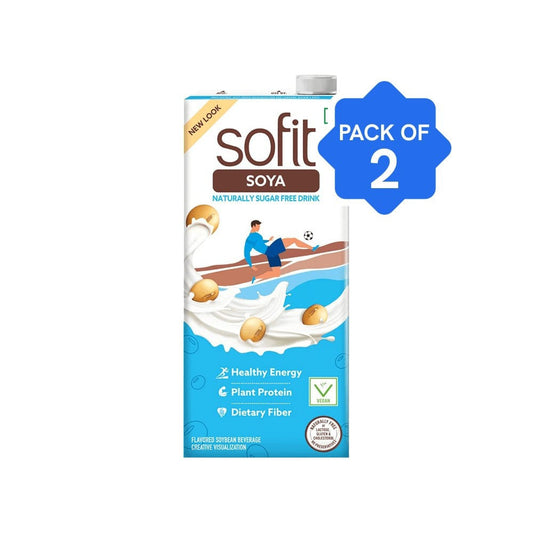 Sofit Natural Soy Beverage (Sugar Free, Vegan) - Pack of 2 : 2 x 1 ltr