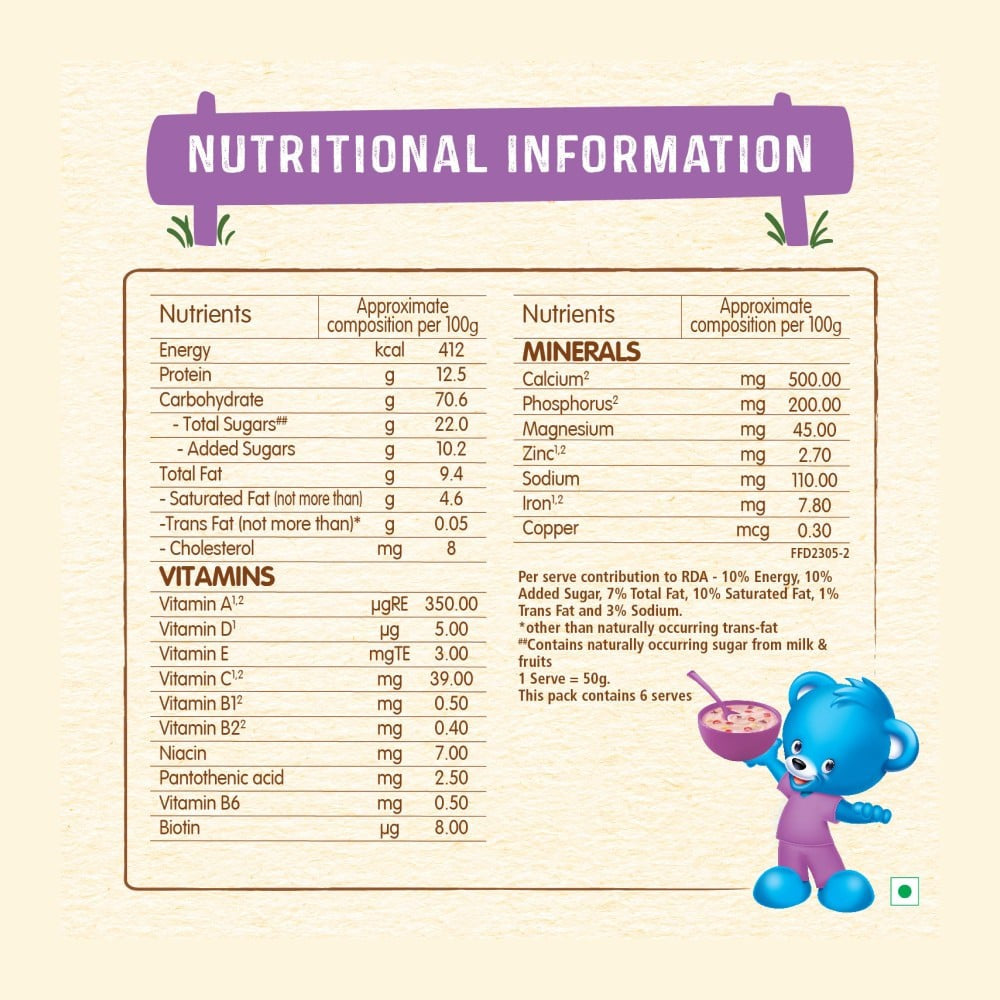 Nestle Ceregrow Kids Cereal (with Multigrain, Milk & Fruits, 17 Nutrients) : 300 g