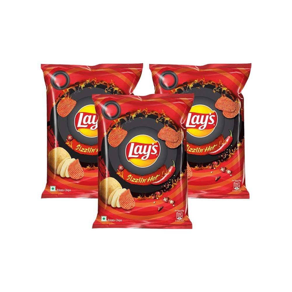 Lay's Sizzling Hot Potato Chips - Pack of 3 : 3 x 39 g