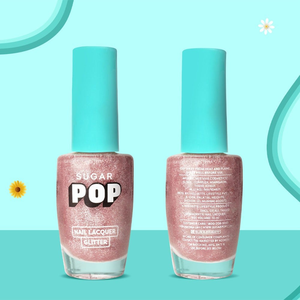 SUGAR POP Nail Lacquer Glitter Nail Paint (01 Rose Quartz) : 10 ml