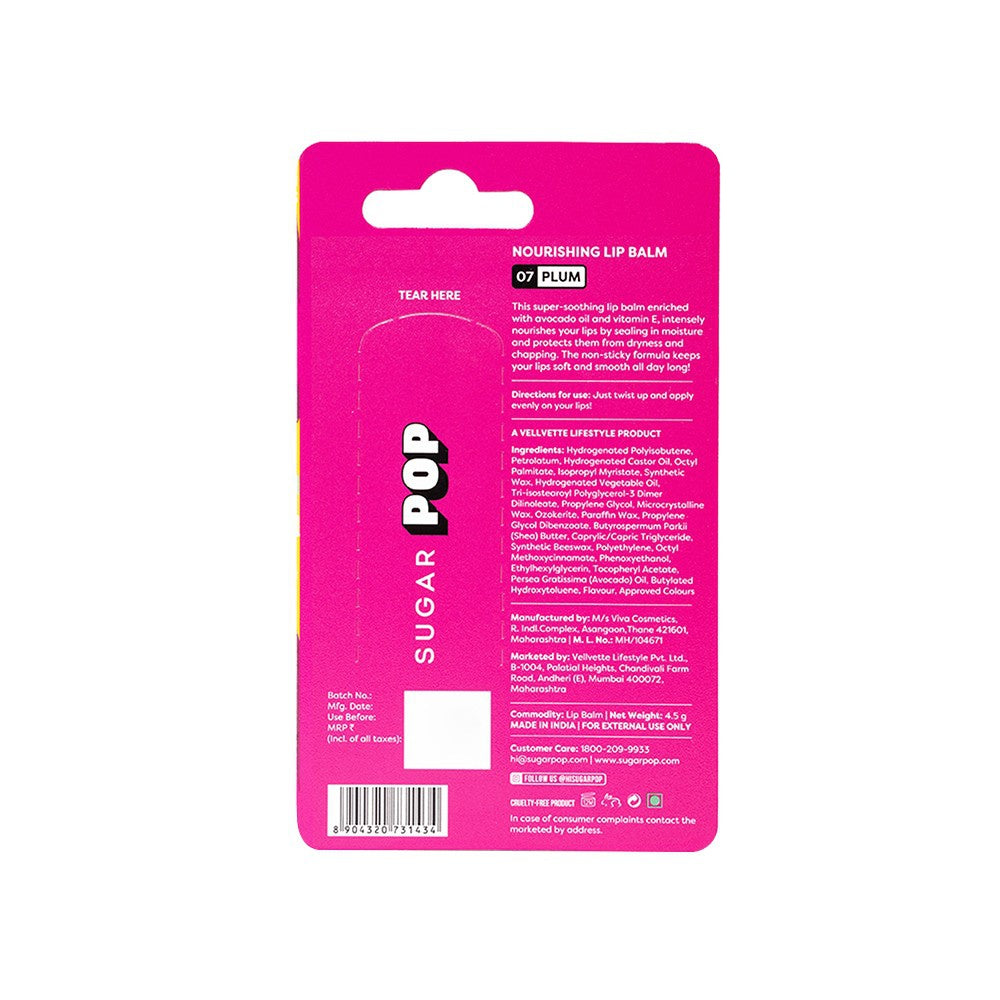 SUGAR POP Nourishing Tinted Lip Balm (Plum 07) : 4.5 g