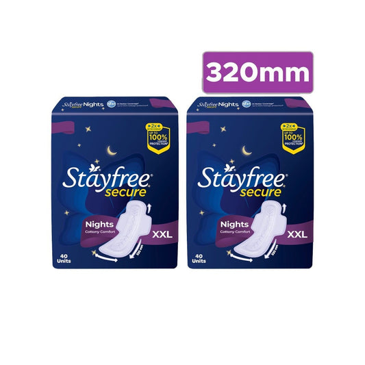 Stayfree Secure Nights Sanitary Pads - Pack of 2 : 2 x 40 units