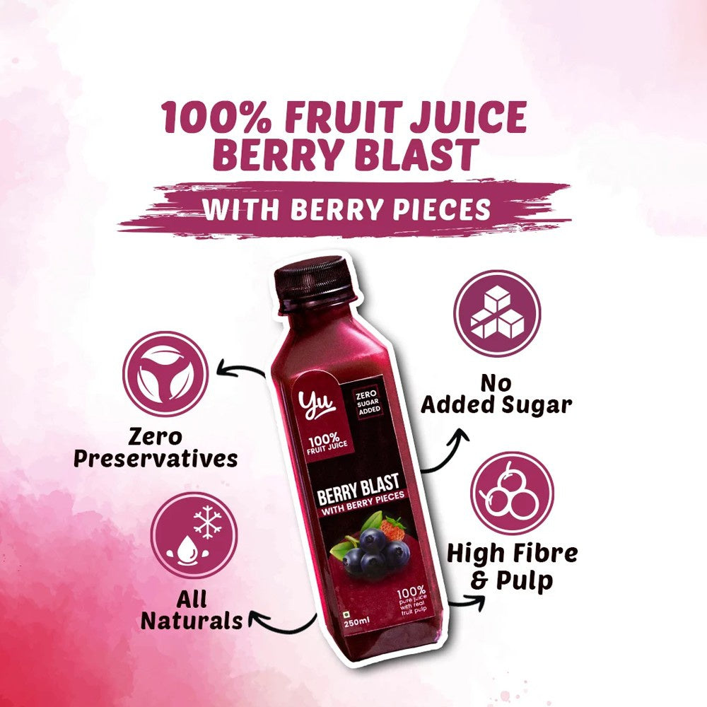 Yu Berry Blast 100% Fruit Juice With Berry Pieces : 250 ml