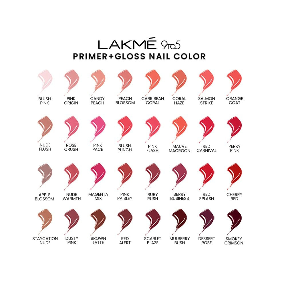Lakme 9To5 Primer + Gloss Berry Business Nail Paint (Berry Business) : 6 ml