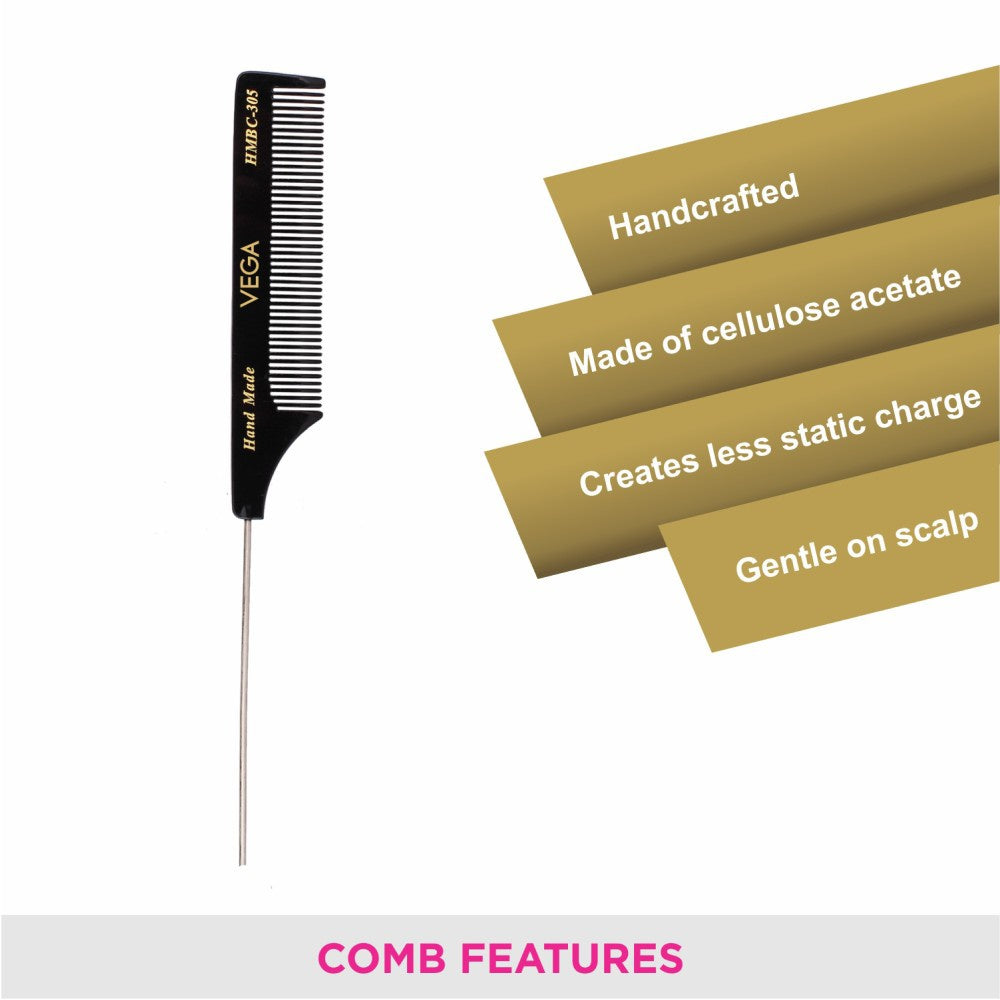 Vega Tail Hair Comb - HMBC-305 (Black) : 1 piece