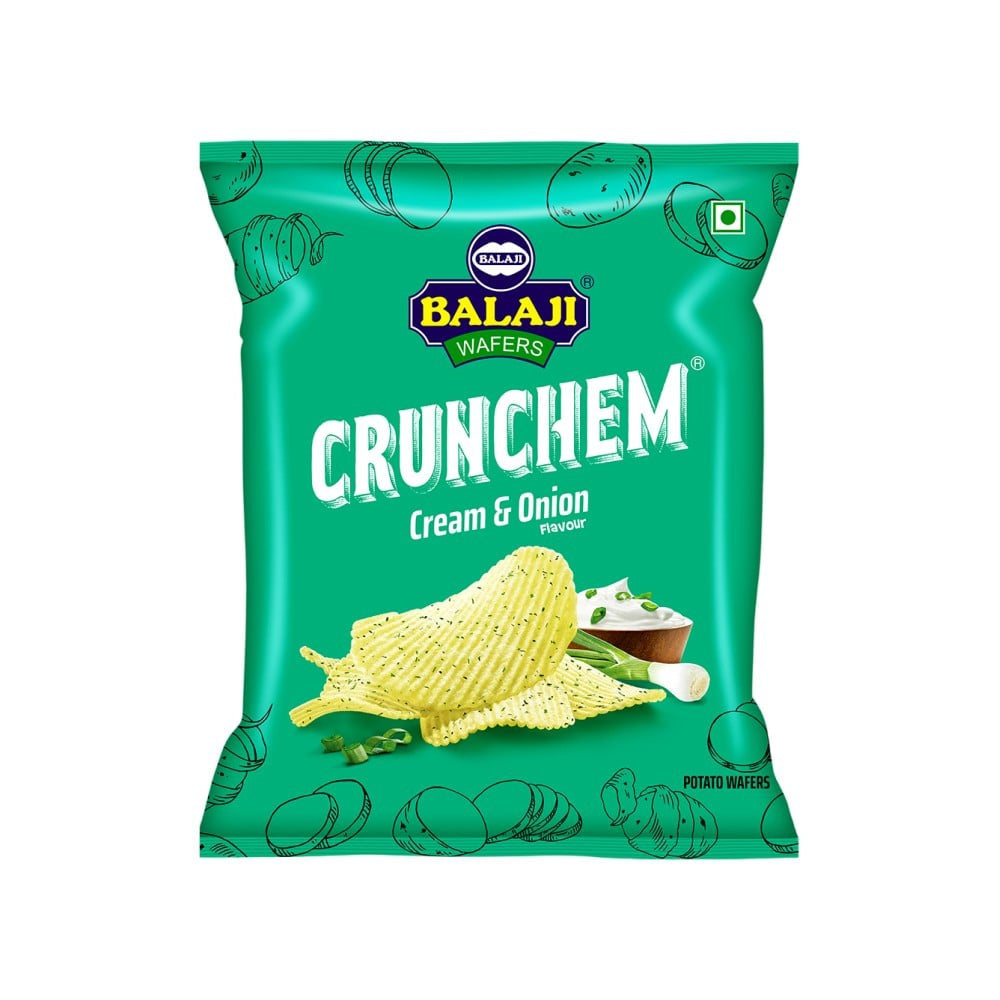 Balaji Crunchem Cream & Onion Wafers : 135 g