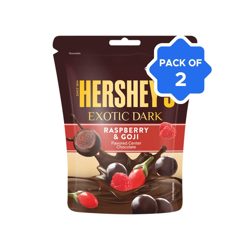 Hershey's Exotic Dark Dark Chocolate Pack (Raspberry & Goji) - Pack of 2 : 2 x 100 g